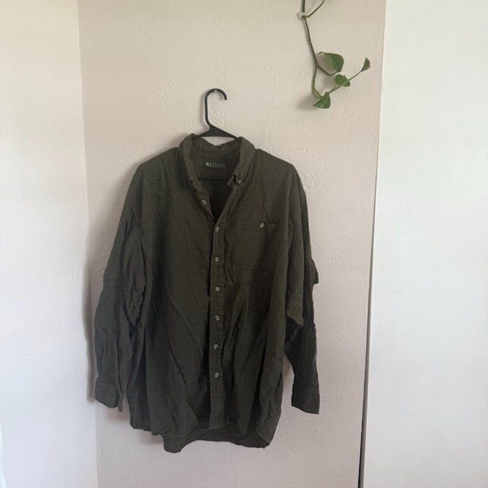 Kevin's Plantation Collection Army Green Men's Long-Sleeve Button Down